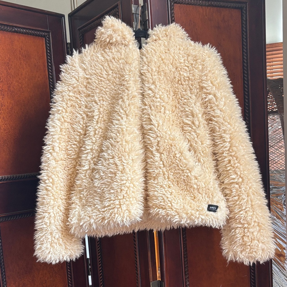 Obey Cream Teddy Jacket